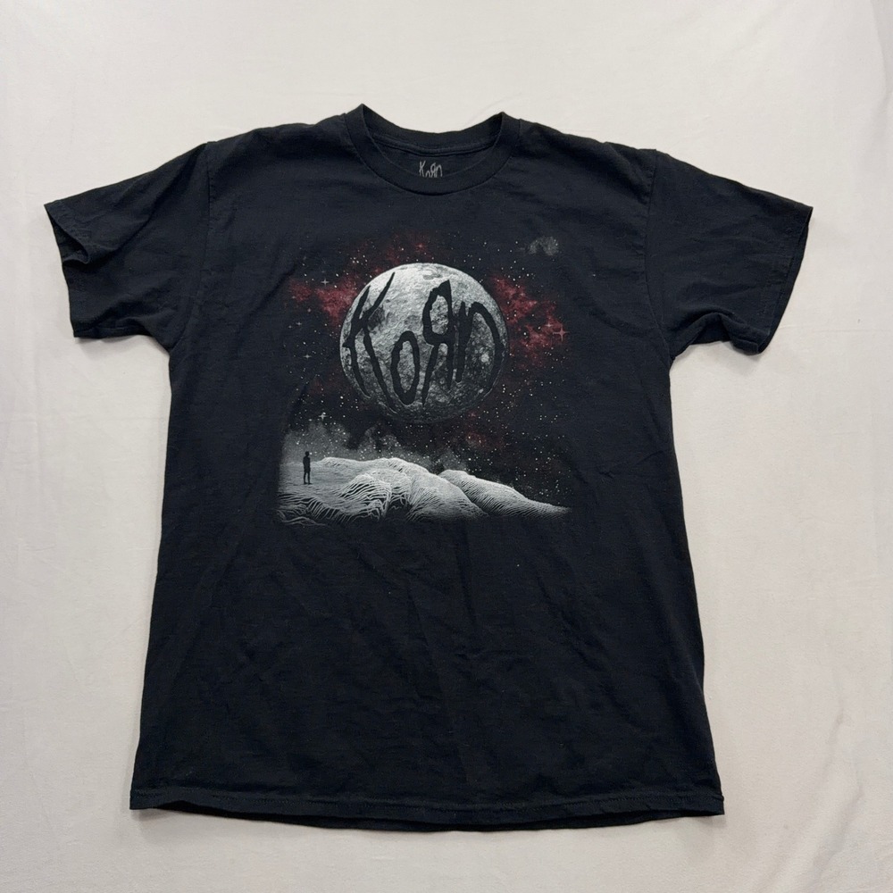 Korn T-Shirt 2022 Summer Tour Moon Graphic Band Tee Black Mens Size Large